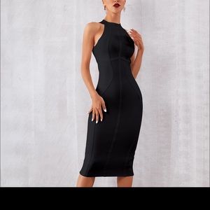 New sleeveless black bandage midi dress